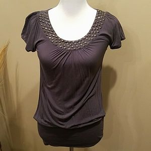 Charlotte Russe Beaded Neckline Top